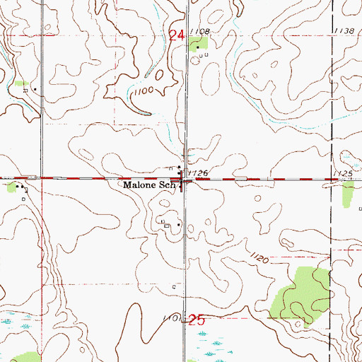 Topographic Map of Malone School, MN