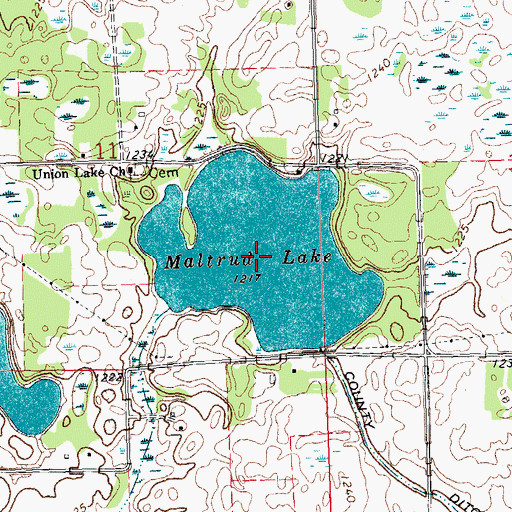Topographic Map of Maltrud Lake, MN