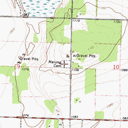 Topographic Map of Malung Cemetery, MN