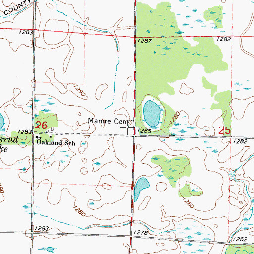 Topographic Map of Mamre Cemetery, MN
