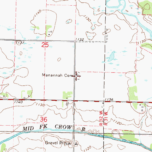 Topographic Map of Manannah Cemetery, MN