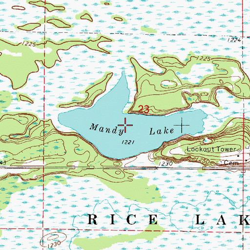 Topographic Map of Mandy Lake, MN