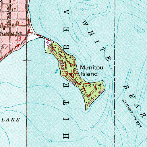 Topographic Map of Manitou Island, MN