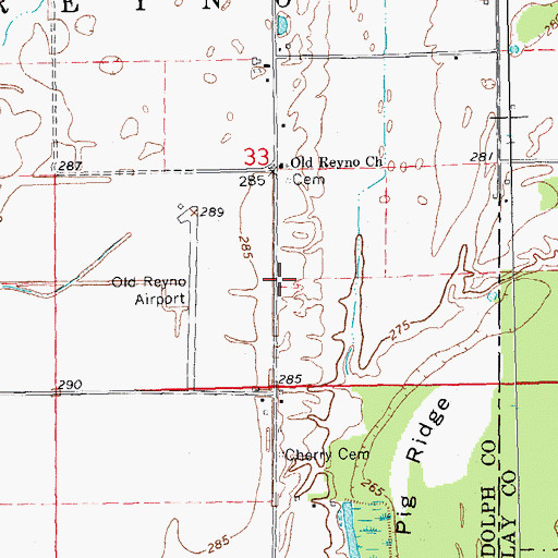 Topographic Map of Reyno School (historical), AR