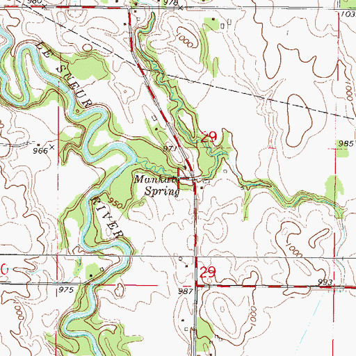 Topographic Map of Mankato Spring, MN