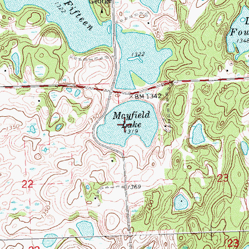 Topographic Map of Mansfield Lake, MN