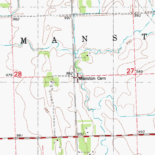 Topographic Map of Manston Cemetery, MN