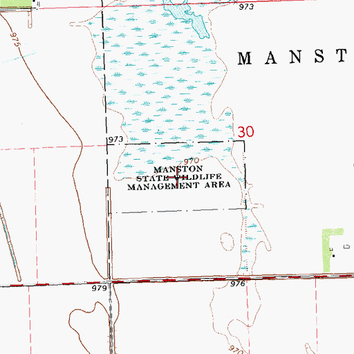 Topographic Map of Manston State Wildlife Management Area, MN