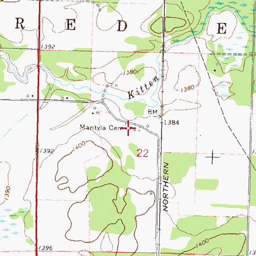Topographic Map of Mantyla Cemetery, MN