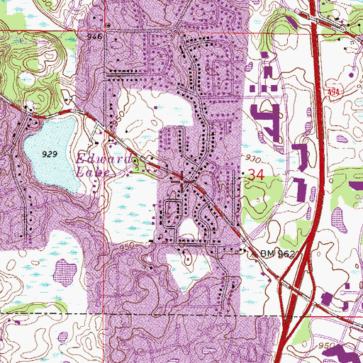 Topographic Map of Maple Grove, MN
