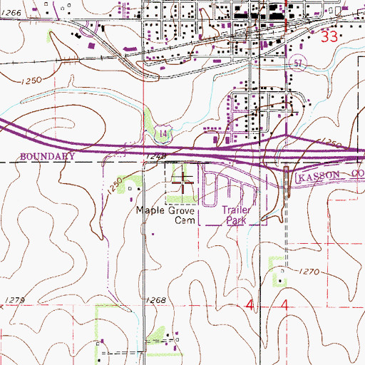 Topographic Map of Maple Grove Cemetery, MN