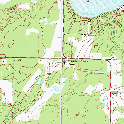 Topographic Map of Maple Grove Cemetery, MN