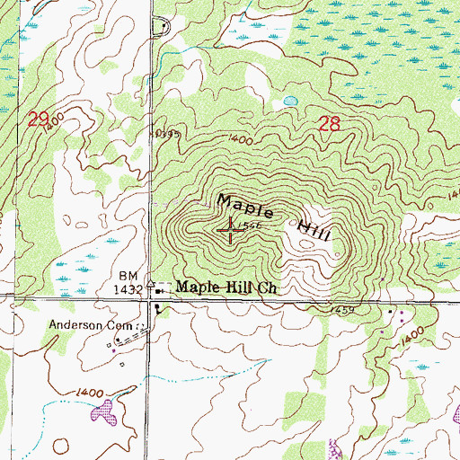 Topographic Map of Maple Hill, MN