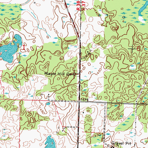 Topographic Map of Maple Hill Cemetery, MN