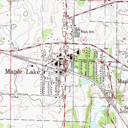 Topographic Map of Maple Lake, MN