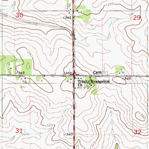 Topographic Map of Maple Leaf School, MN