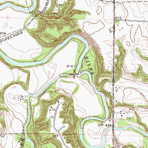 Topographic Map of Maple River, MN