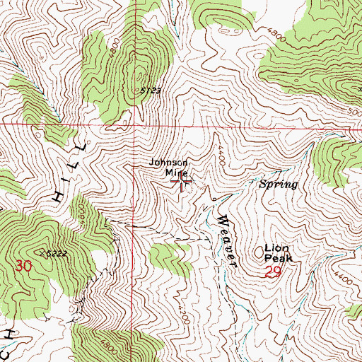 Topographic Map of Johnson Mine, AZ