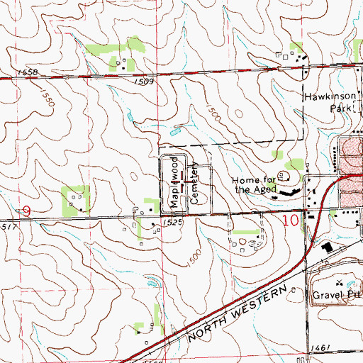 Topographic Map of Maplewood Cemetery, MN