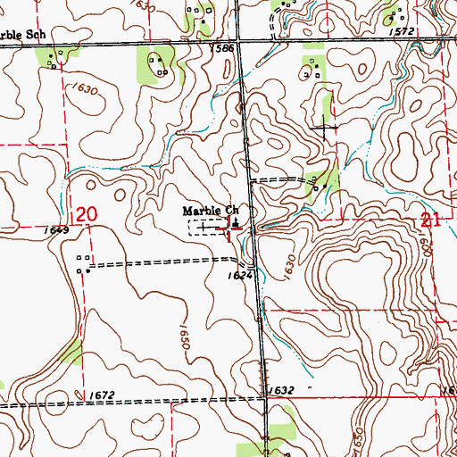 Topographic Map of Marble Church, MN