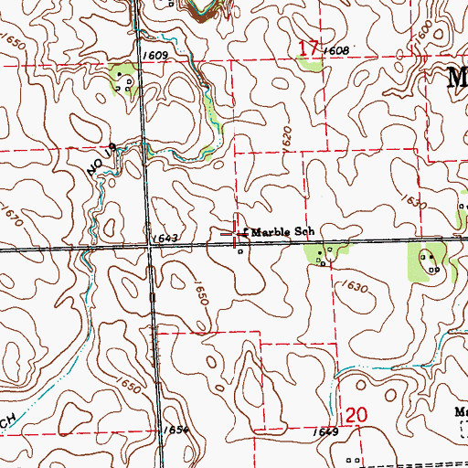 Topographic Map of Marble School, MN