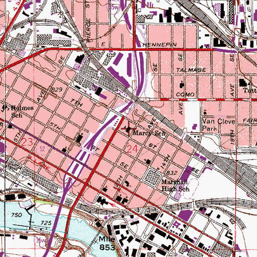 Topographic Map of Marcy School, MN