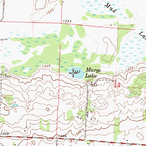 Topographic Map of Marge Lake, MN