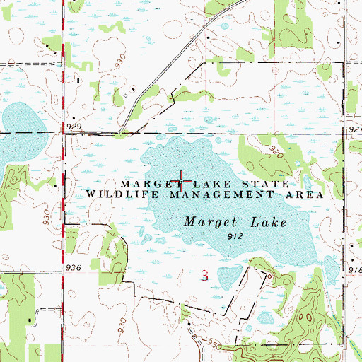 Topographic Map of Marget Lake, MN