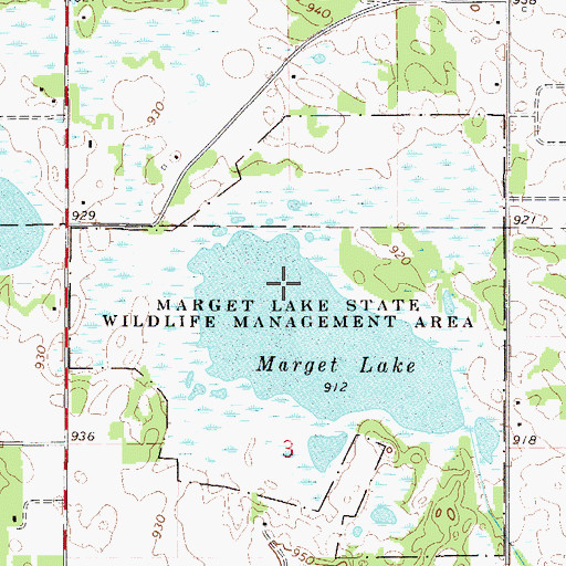 Topographic Map of Marget Lake State Wildlife Management Area, MN