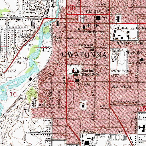 Topographic Map of Saint Mary's School, MN