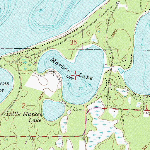 Topographic Map of Markee Lake, MN