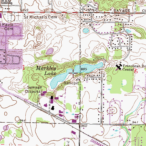 Topographic Map of Markley Lake, MN