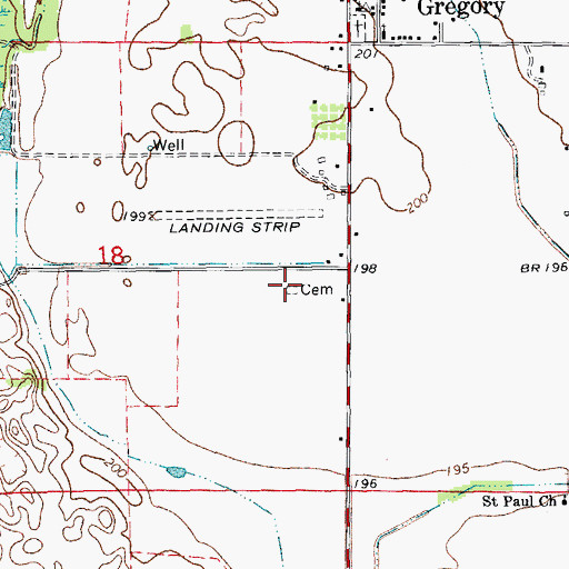Topographic Map of Gregory Cemetery, AR