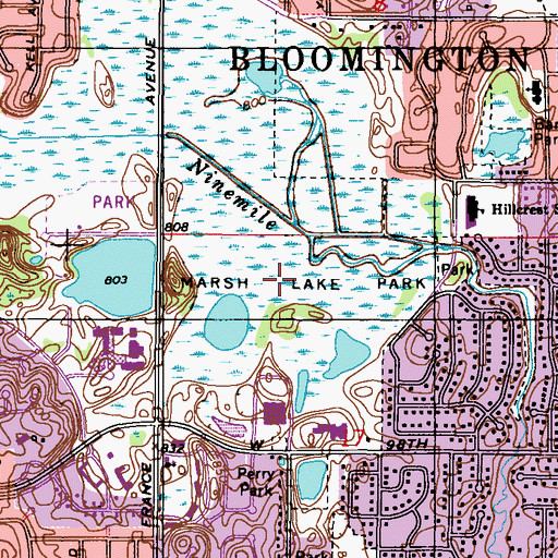 Topographic Map of Marsh Lake Park, MN