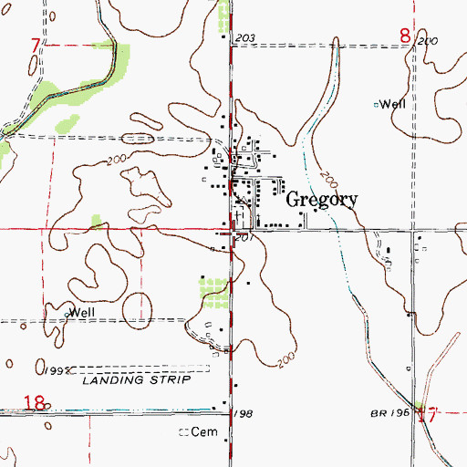 Topographic Map of Gregory Public School (historical), AR