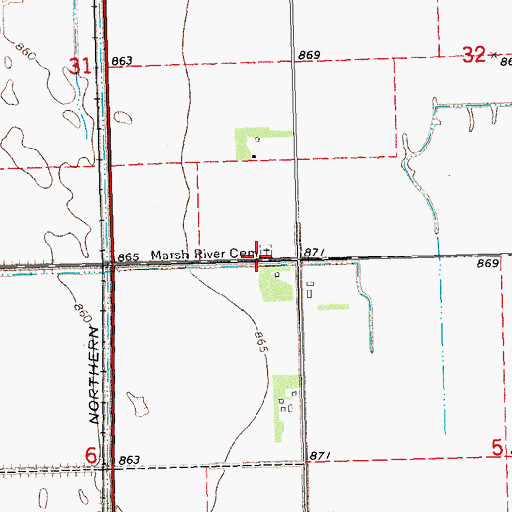 Topographic Map of Marsh River Cemetery, MN