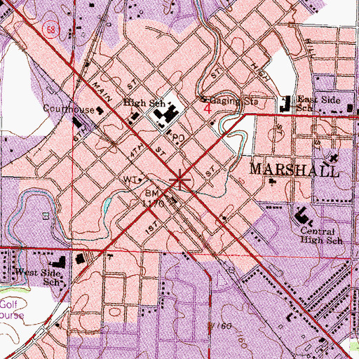 Topographic Map of Marshall, MN