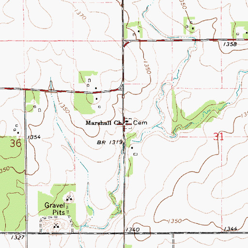 Topographic Map of Marshall Church Cemetery, MN