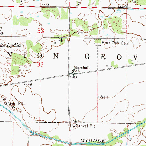 Topographic Map of Marshall School, MN