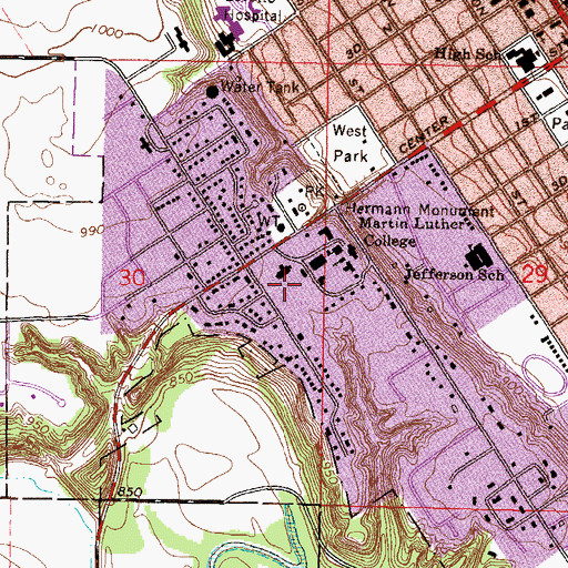 Topographic Map of Martin Luther College, MN