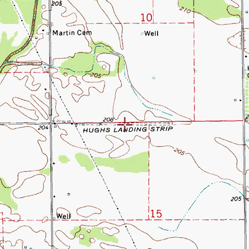 Topographic Map of Hughes Landing Strip (historical), AR
