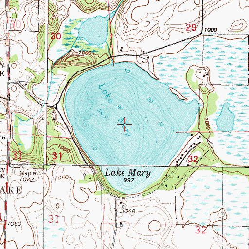 Topographic Map of Lake Mary, MN