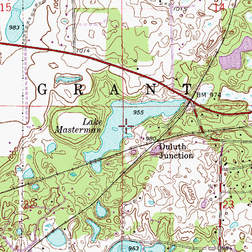 Topographic Map of Lake Masterman, MN