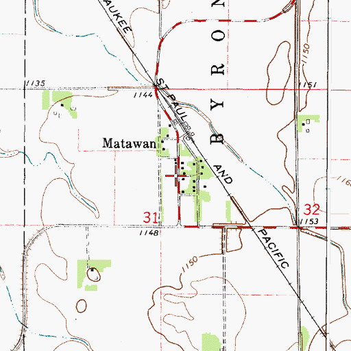 Topographic Map of Matawan, MN