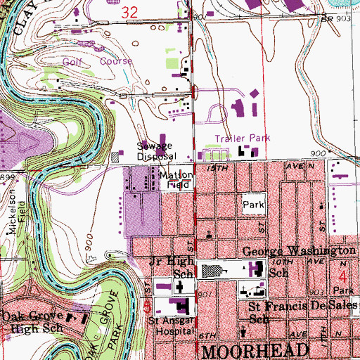 Topographic Map of Matson Field, MN