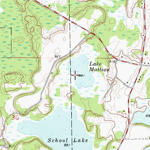 Topographic Map of Lake Mattson, MN
