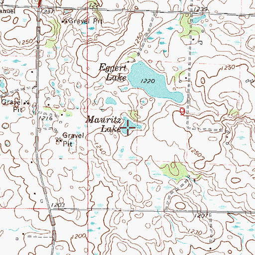 Topographic Map of Mauritz Lake, MN