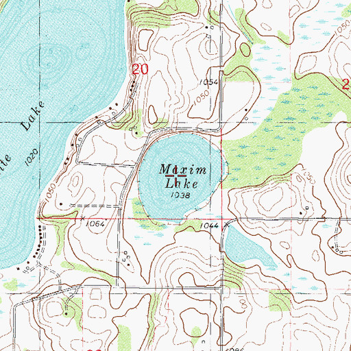 Topographic Map of Maxim Lake, MN