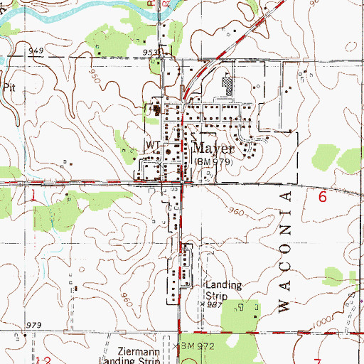 Topographic Map of Mayer, MN