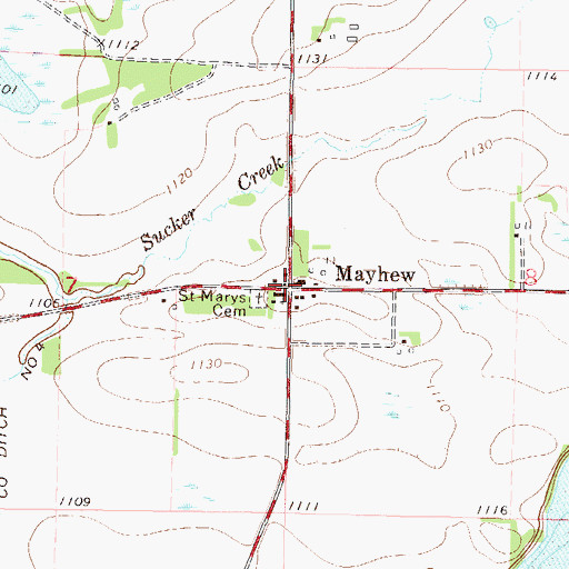 Topographic Map of Mayhew, MN